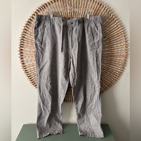 Tasso Elba Island Linen Pants XL Flat Front Drawstring Trouser Gray - Picture 15 of 15
